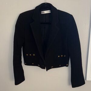 Zara Black Blazer with Gold Buttons